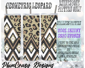 20oz, ss20 Geometric Leopard Rhinestone Template, Rhinestone Tumbler Pattern, , PNG Rhinestone Guide, Sublimation Pattern,
