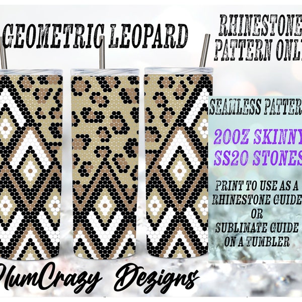 20oz, ss20 Geometric Leopard Rhinestone Template, Rhinestone Tumbler Pattern, , PNG Rhinestone Guide, Sublimation Pattern,