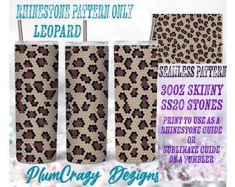 30oz 20ss Leopard Seamless Rhinestone Pattern, Rhinestone Template, 20 Skinny, ss20 Rhinestones, PNG Rhinestone Guide, Sublimation Pattern,