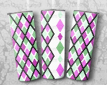 20 Unzen Argyle Strass Becher Vorlage, Sukkulente Farben, nahtloser Sublimationsdruck auf Vinyl, zur Verwendung als Anleitung, 20ss Becher Muster