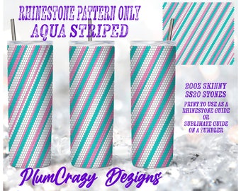 20oz 20ss Striped Pink Aqua White Seamless Rhinestone Pattern, Rhinestone Template 20 Skinny, PNG Rhinestone Guide, Sublimation Pattern,