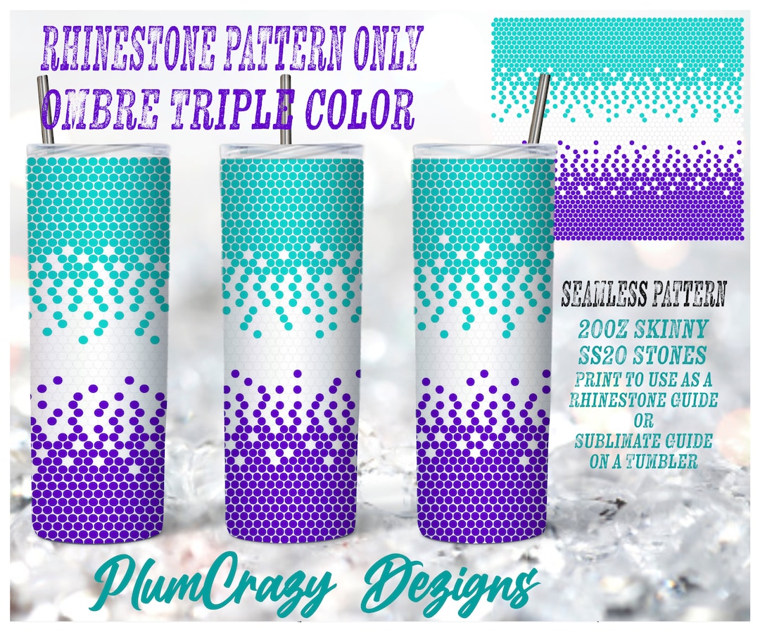 20oz 20ss Ombre Triple Color Rhinestone Tumbler Pattern, PNG