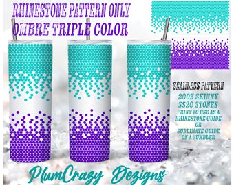 20oz 20ss Ombre Triple Color Rhinestone Tumbler Pattern, PNG Rhinestone Guide, Sublimation Pattern, Rhinestone Template,