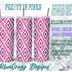 20oz 20ss Pretty In Pinks Rhinestone Template, Rhinestone Tumbler Pattern, PNG Rhinestone Guide, Sublimation Pattern,