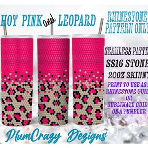 16ss 20 Skinny Dark Pink and Leopard Ombre Rhinestone Pattern, Rhinestone Template  PNG Rhinestone Guide, Sublimation Pattern,