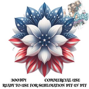 American Flag Flower PNG, 4th of July Clipart, Patriotic flower, Digital Download PNG, Sublimation Design