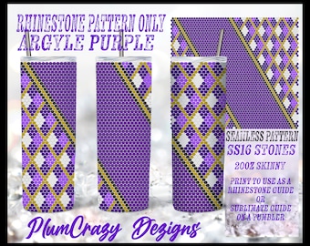 16ss 20oz Argyle Fioletowy i Złoty Bezszwowy Wzór Kryształu, Szablon Kryształu, 20 Cienkich, PNG Przewodnik Kryształu, Wzór Sublimacji,