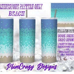 30oz 20ss Beach Rhinestone Template, Rhinestone Tumbler Pattern, PNG Rhinestone Guide, Sublimation Pattern,