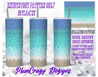 30oz 20ss Beach Rhinestone Template, Rhinestone Tumbler Pattern, PNG Rhinestone Guide, Sublimation Pattern,