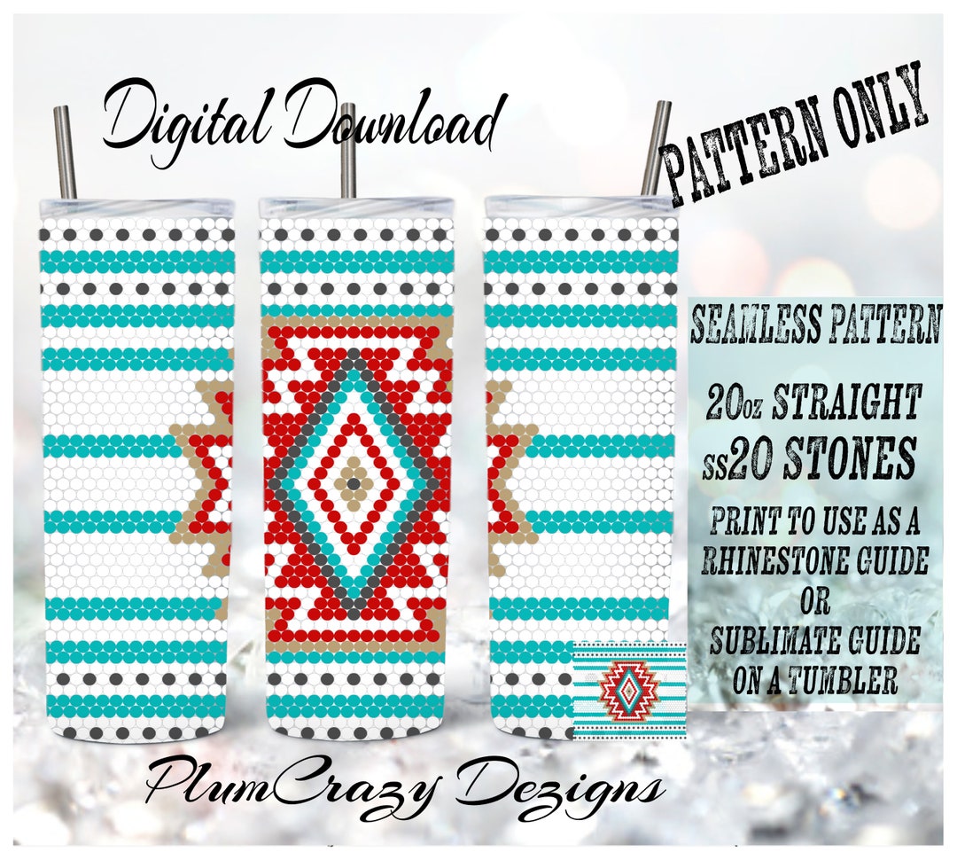 20oz, Ss20 Aztec,5 Color Rhinestone Template, Rhinestone Tumbler ...