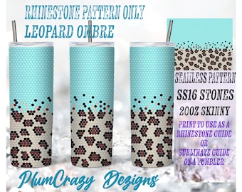 20oz 16ss Leopard Ombre Rhinestone Template, Rhinestone Tumbler Pattern, PNG Rhinestone Guide, Sublimation Pattern,