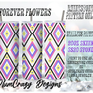 20oz, ss20 Forever Flowers Rhinestone Template, Rhinestone Tumbler Pattern, , PNG Rhinestone Guide, Sublimation Pattern,