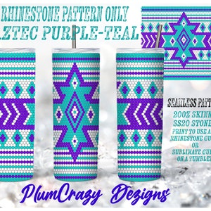 Aztec Teal and Purple Seamless Rhinestone Pattern, Rhinestone Template ...