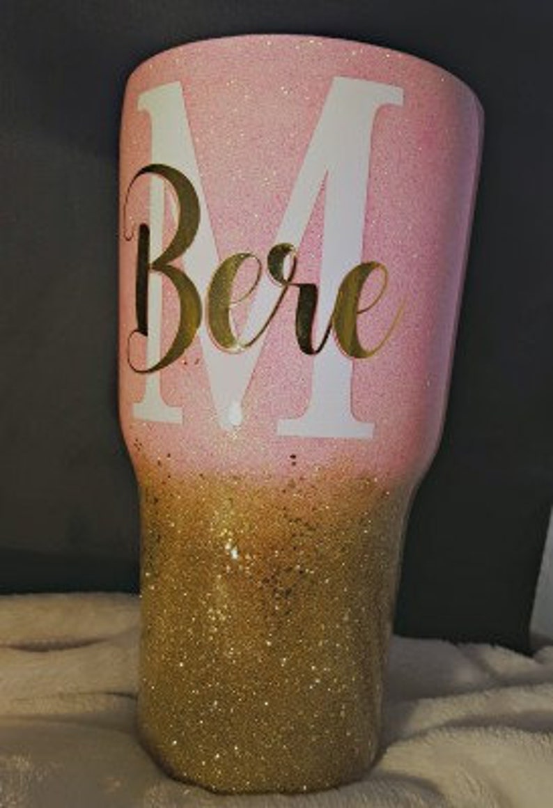 Pink and Gold Glitter Layered Initial and Name Tumbler Any Etsy