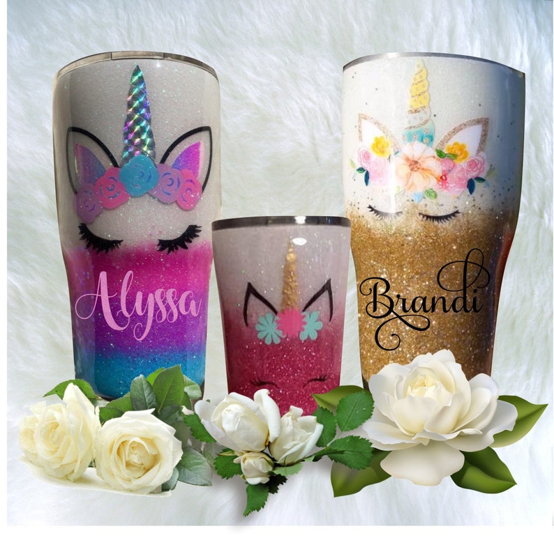 Glitter Stainless Steel Tumblers With Lid and Straw Custom Etsy
