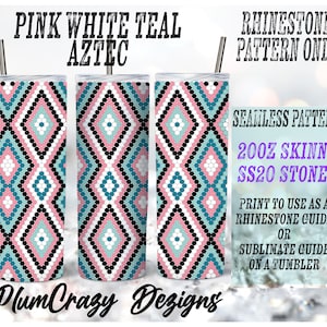 20oz, ss20 4 Color Aztec,  Rhinestone Template, Rhinestone Tumbler Pattern, PNG Rhinestone Guide, Sublimation Pattern,