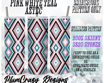 20oz, ss20 4 Color Aztec,  Rhinestone Template, Rhinestone Tumbler Pattern, PNG Rhinestone Guide, Sublimation Pattern,