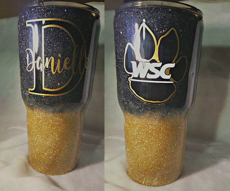 Pink and Gold Glitter Layered Initial and Name Tumbler Any Etsy