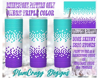 30oz 20ss Ombre Triple Color Rhinestone Tumbler Pattern, PNG Rhinestone Guide, Sublimation Pattern, Rhinestone Template,