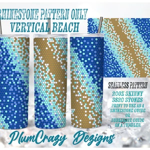 20oz 20ss Vertical Beach Rhinestone Template, Rhinestone Tumbler Pattern, PNG Rhinestone Guide, Sublimation Pattern,