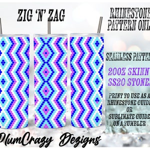 20oz, ss20 Rhinestones Zig  N Zag 4 Color Rhinestone Template, Rhinestone Tumbler Pattern, , PNG Rhinestone Guide, Sublimation Pattern,