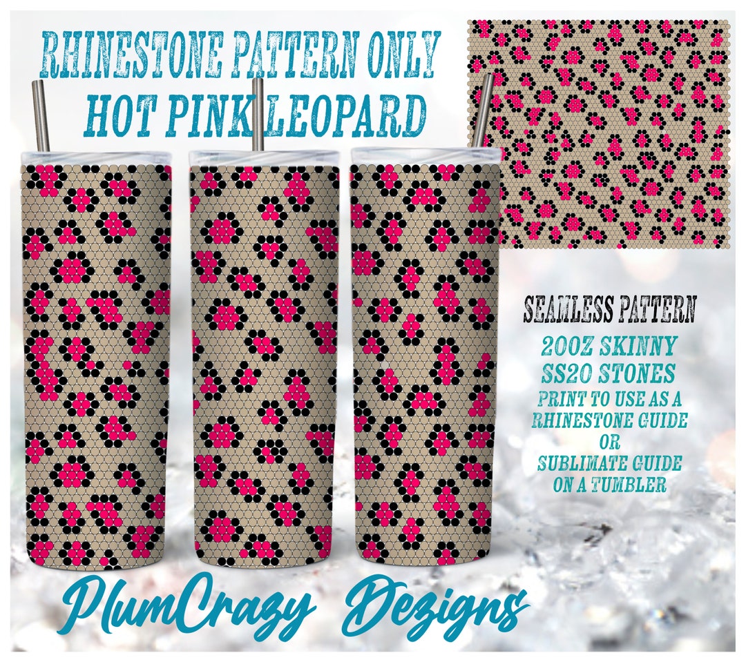 20ss 20oz Hot Pink Leopard Seamless Rhinestone Pattern, Rhinestone ...