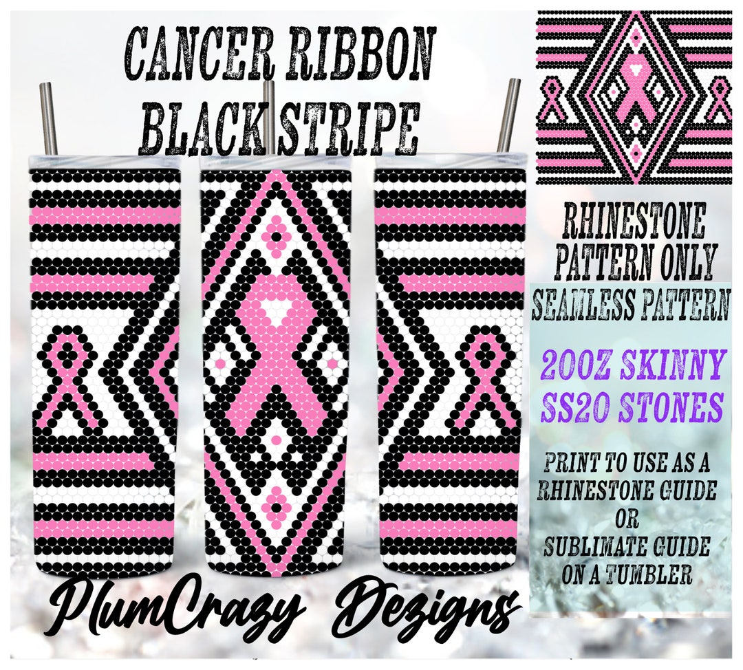 Pink Ribbon With Rhinestone 20oz Ss20 Pink and Black Breast Cancer Ribbons and Diamonds Rhinestone ...