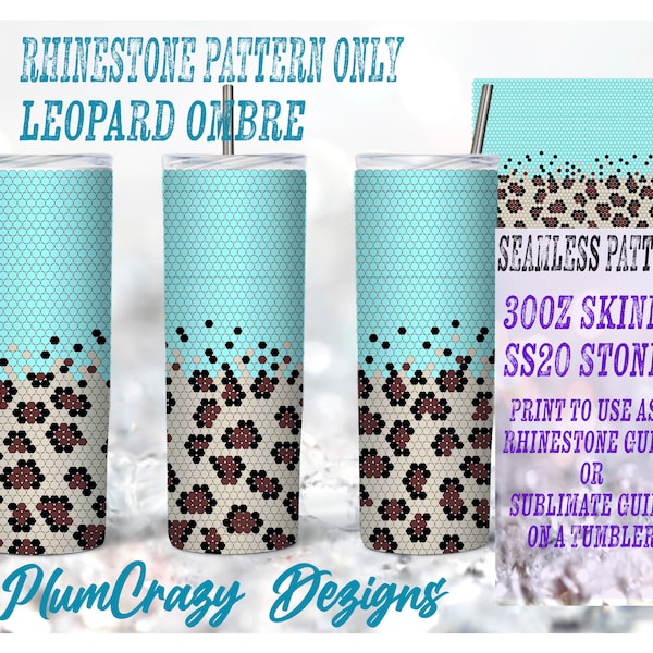 30oz 20ss Leopard Ombre Rhinestone Template, Rhinestone Tumbler Pattern, PNG Rhinestone Guide, Sublimation Pattern,