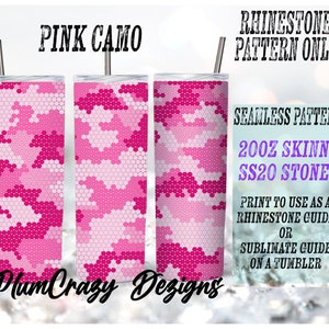 20oz, ss20 Pink Camo Rhinestone Template, Rhinestone Tumbler Pattern, PNG Rhinestone Guide, Sublimation Pattern,