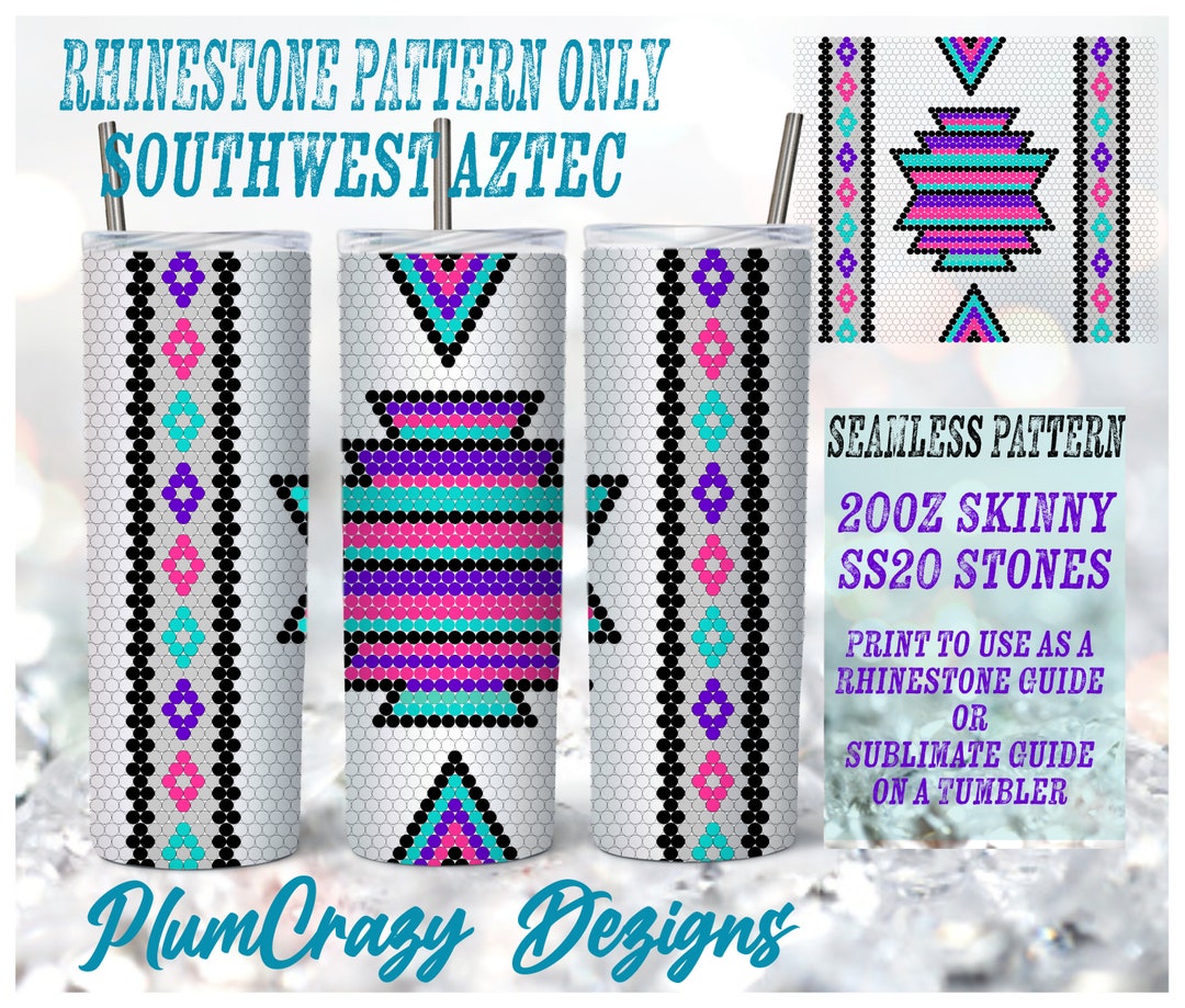 20ss 20oz Southwest Aztec Seamless Rhinestone Pattern, Rhinestone ...