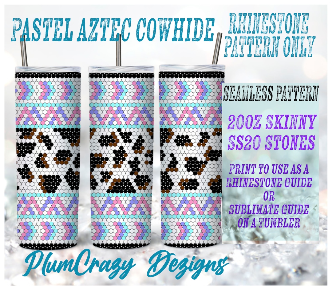 Pastel Aztec Cowhide 20oz SS20 Rhinestone Template, Rhinestone Tumbler ...