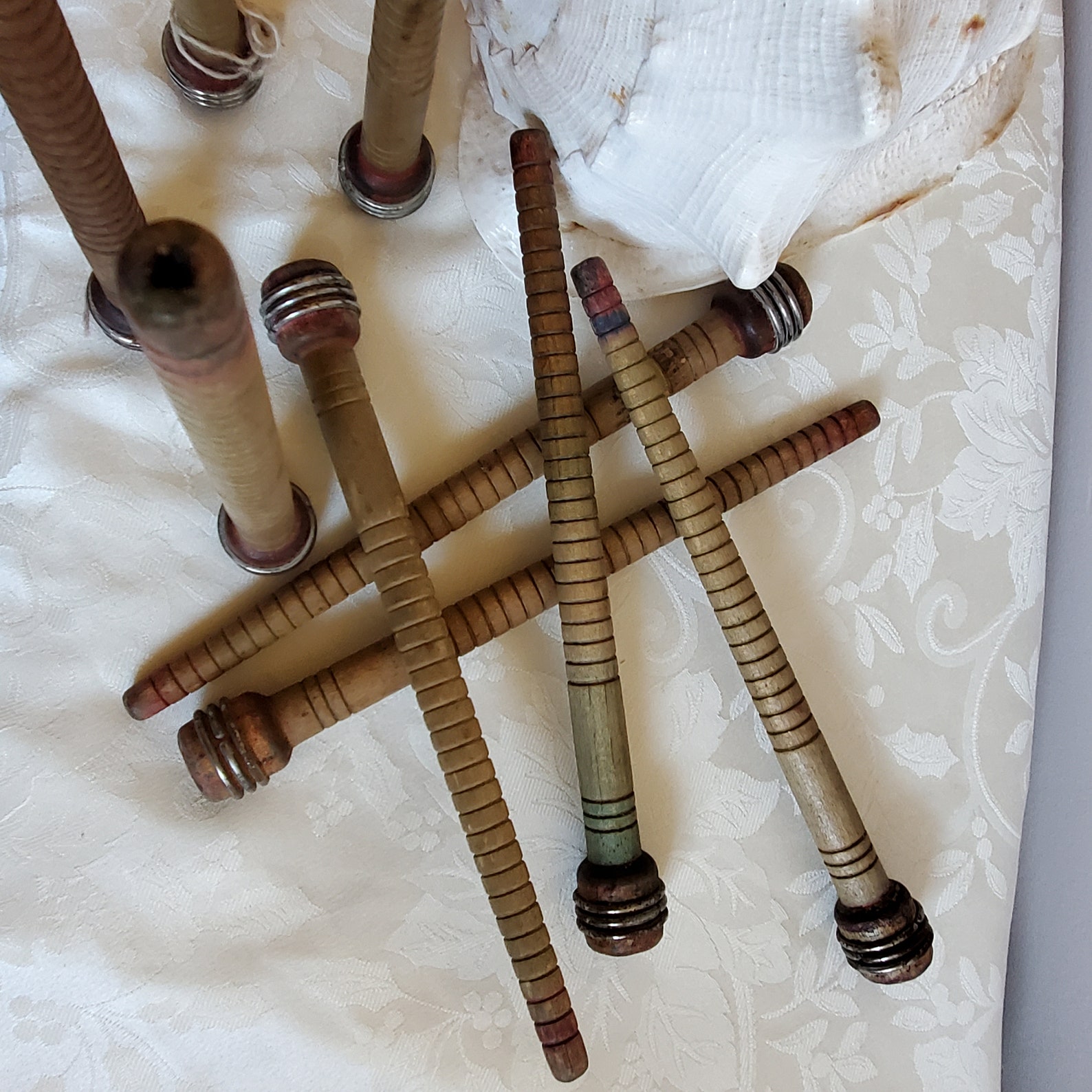 Vintage Wooden Spool Bobbin Spindle from Bates Woolen Mill in Etsy