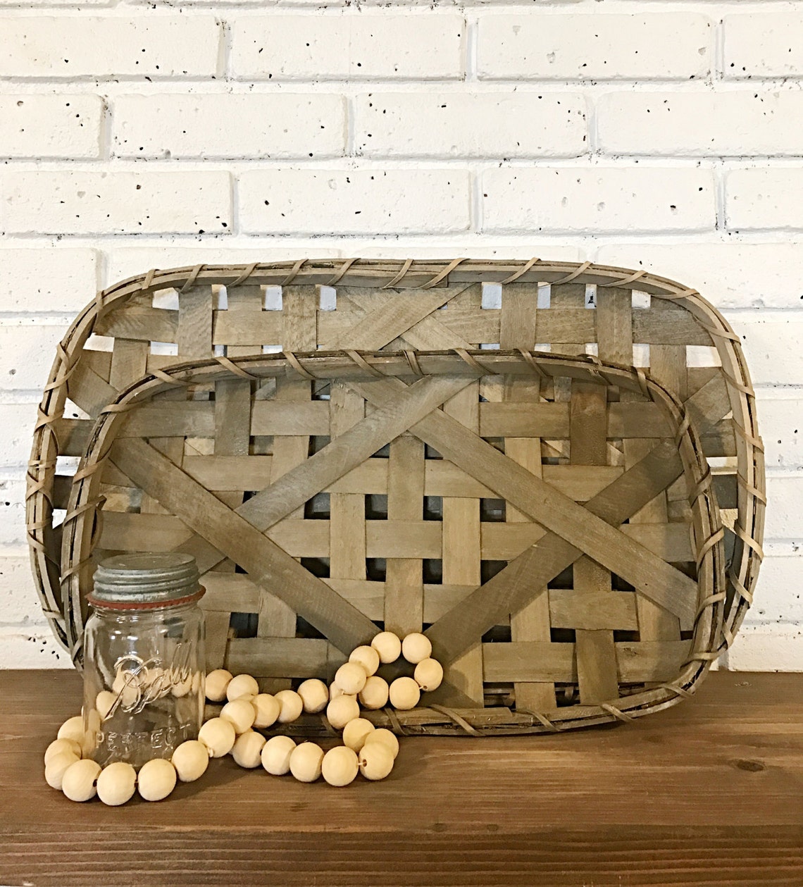 Vintage Tobacco Baskets Set of 2 Etsy