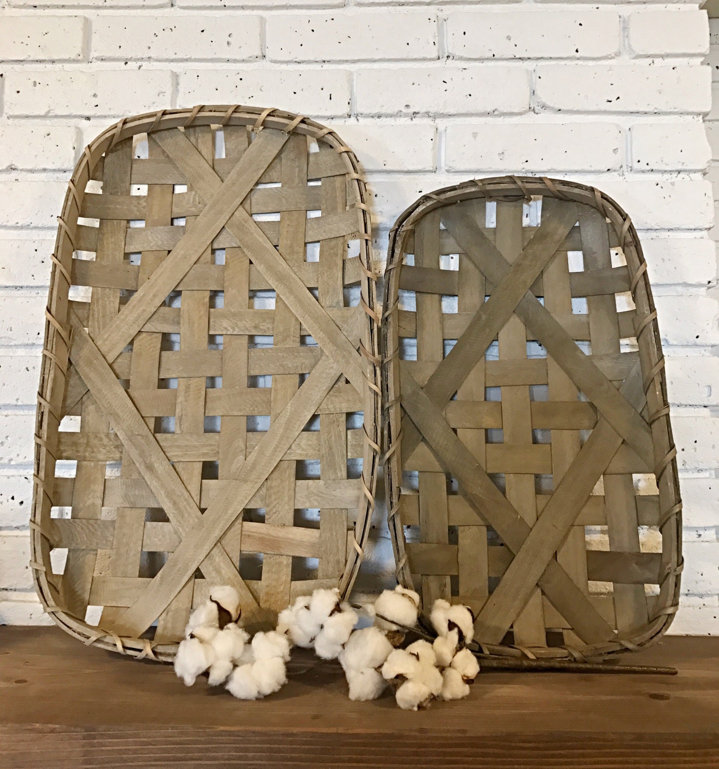 Vintage Tobacco Baskets Set of 2 Etsy