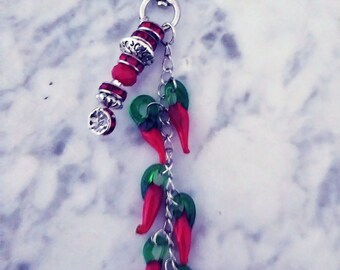Zipper Pull Keychain Great for all Cat Lovers Crystal in Metal Cage Beads Purse Charm Ceramic Cat Beads
