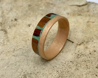 The Maple Green Ring, unique one of a kind bentwood ring
