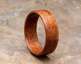 Wooden Ring made from Sapelle - unique bentwood ring made to order. Natural alternative wedding or engagement bands for nature lovers