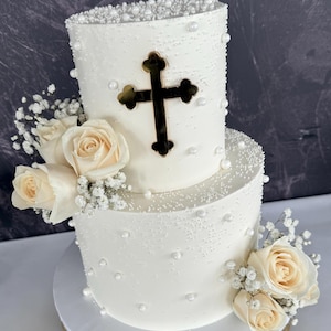 First Communion/Baptism Fancy Cross Cake Charm or Topper
