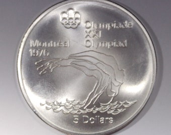 Kanada 1975 Platform Diver 5 Dollar Sterling Siler Münze