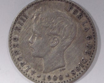 Spain 1900 Alfonso XIII 50 Centimos Silver Coin