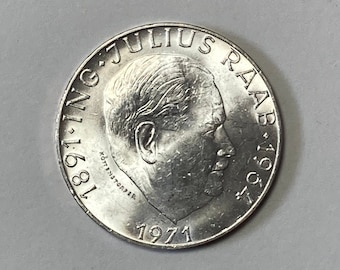 Austria 1971 Julius Raab 50 Schilling Silver Coin