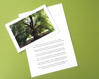 Take My Life and Let It Be  Hymn Photo Greeting Card, Graduation, Birthday, Encouragement Card, Nature/Floral Photography Card, Classic Hymn