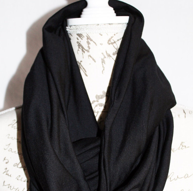 Hidden Pocket Infinity Scarf. Black Double loop Travel Scarf with Hidden Zipper Pocket. Great gift for traveler image 4