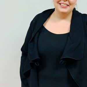 Comfortable Black Wrap Sweater, essential for travel. Light weight knit jacket. image 5