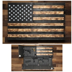 Large Concealed Compartment Black & Burnt Home Defense American Flag