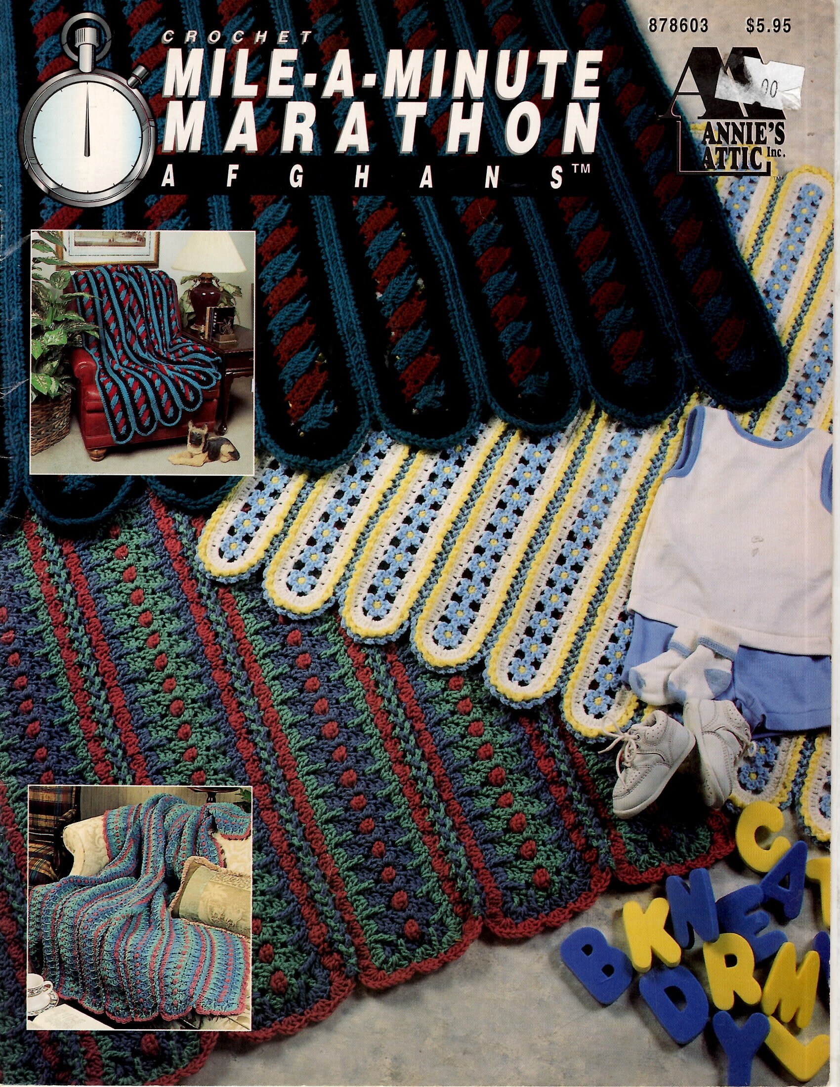 Vintage 1995, Crochet Pattern, Mile A Minute Marathon, Afghans, 6 ...