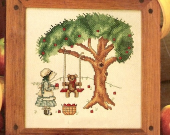 Apple Tree Cross Stitch, 6 by 7 inches, instant digital download,