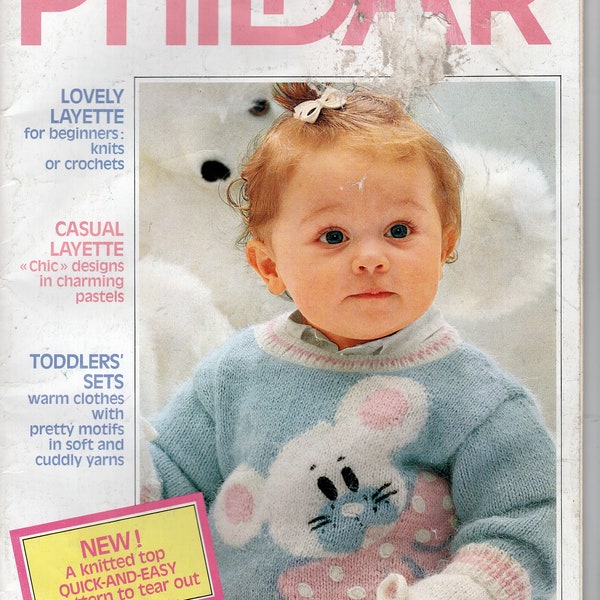 Livre de tricot Phildar, ensembles pour tout-petits, layettes, pulls pour adultes, pulls de maternité, toutes les instructions, graphiques, expédition peu coûteuse