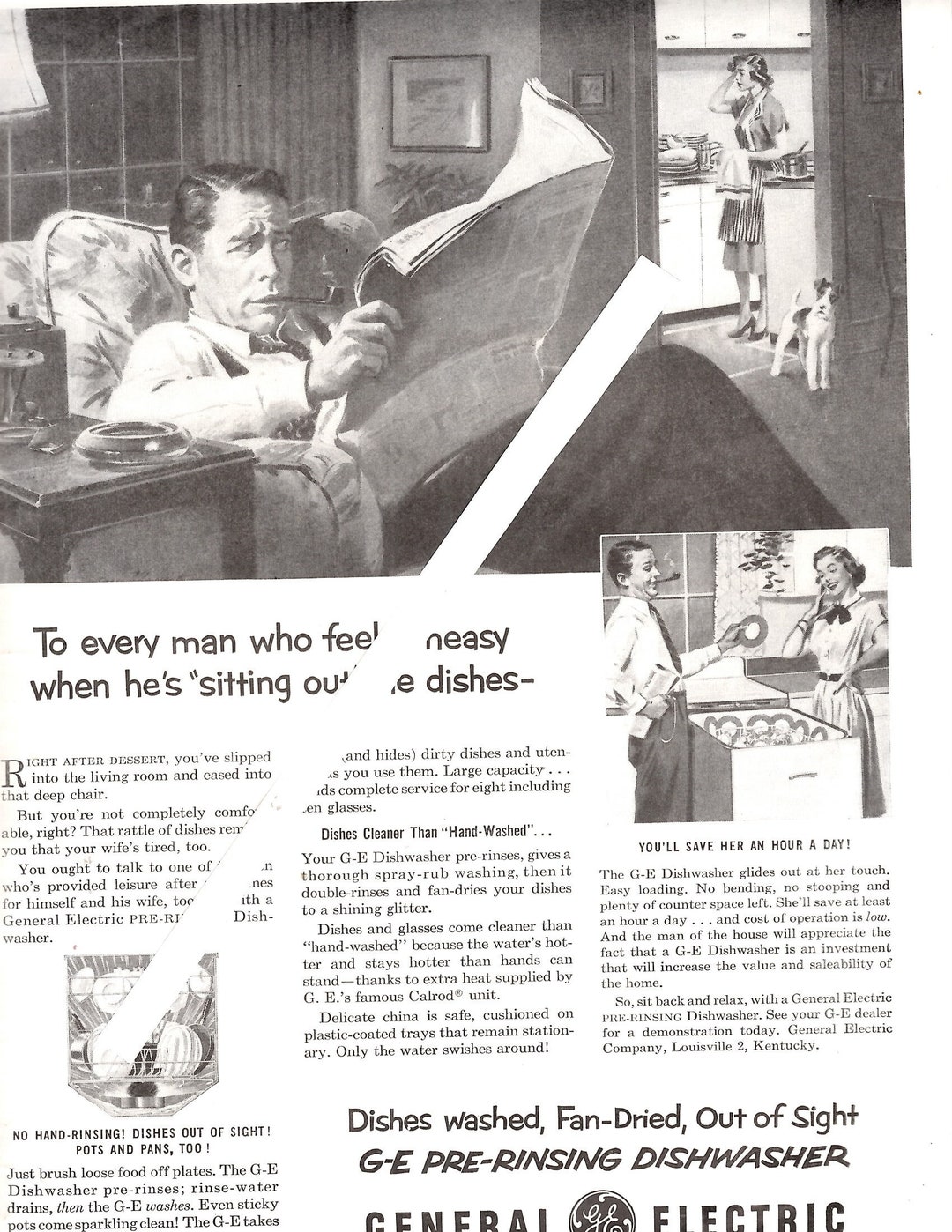 Vintage 1952 General Electric Dishwasher Black and White Etsy