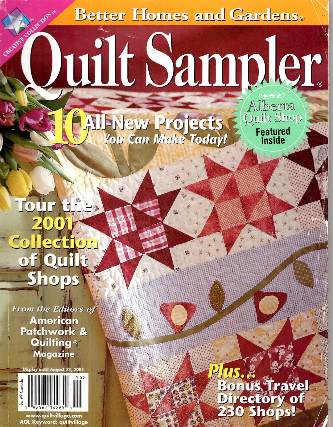 Aug 2001, Quilt Sampler, Magazine, 10 New Projects, Full Sized Patterns